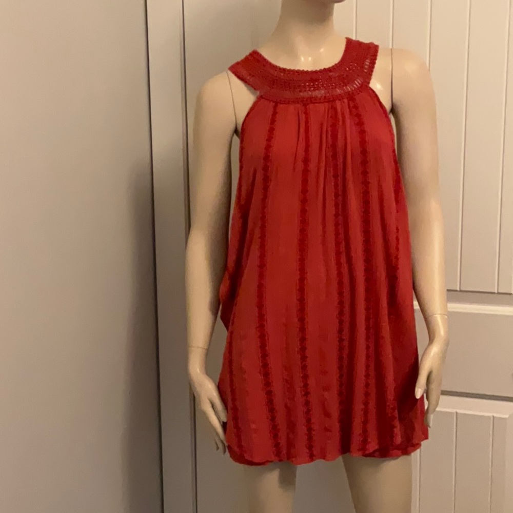 Free People Women’s Red Cotton Multi-Layered Dress Size Small